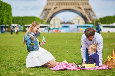 Paris'te piknik aile