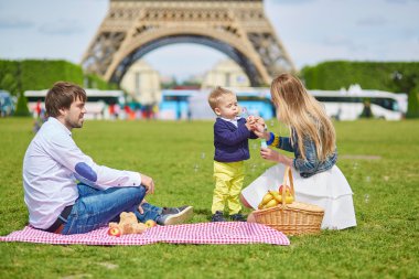 Paris'te piknik aile