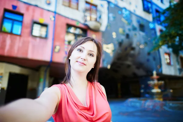 Beautiful young tourist in Vienna — Stock Photo, Image