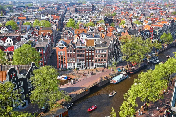 Aerial scenic view of central Amsterdam — Stock Photo, Image