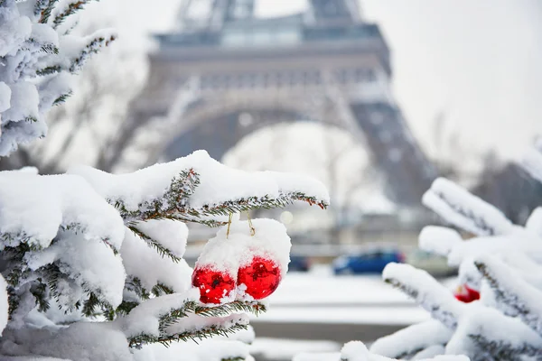 Seltener schneereicher Tag in Paris — Stockfoto