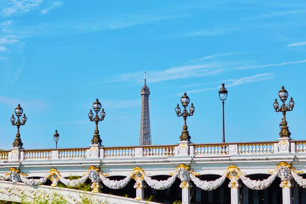 Hermosos detalles del puente Alexandre III en París, Francia — Foto de Stock