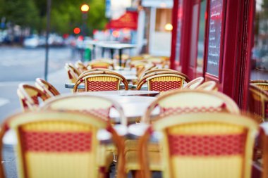 Tables of traditional French cafe in Paris