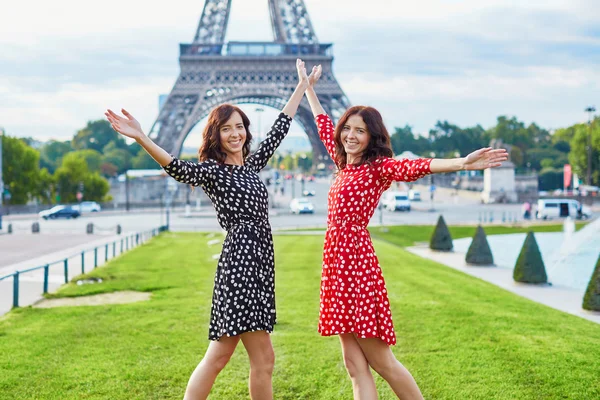 Όμορφη δίδυμες αδελφές στο Παρίσι, Γαλλία — Φωτογραφία Αρχείου