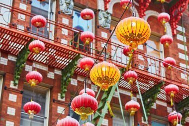 Red Chinese lanterns in Chinatown of San Francisco clipart