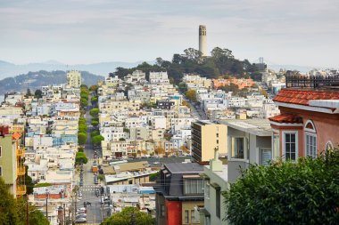 San Francisco Coit kulesine doğal görünümü