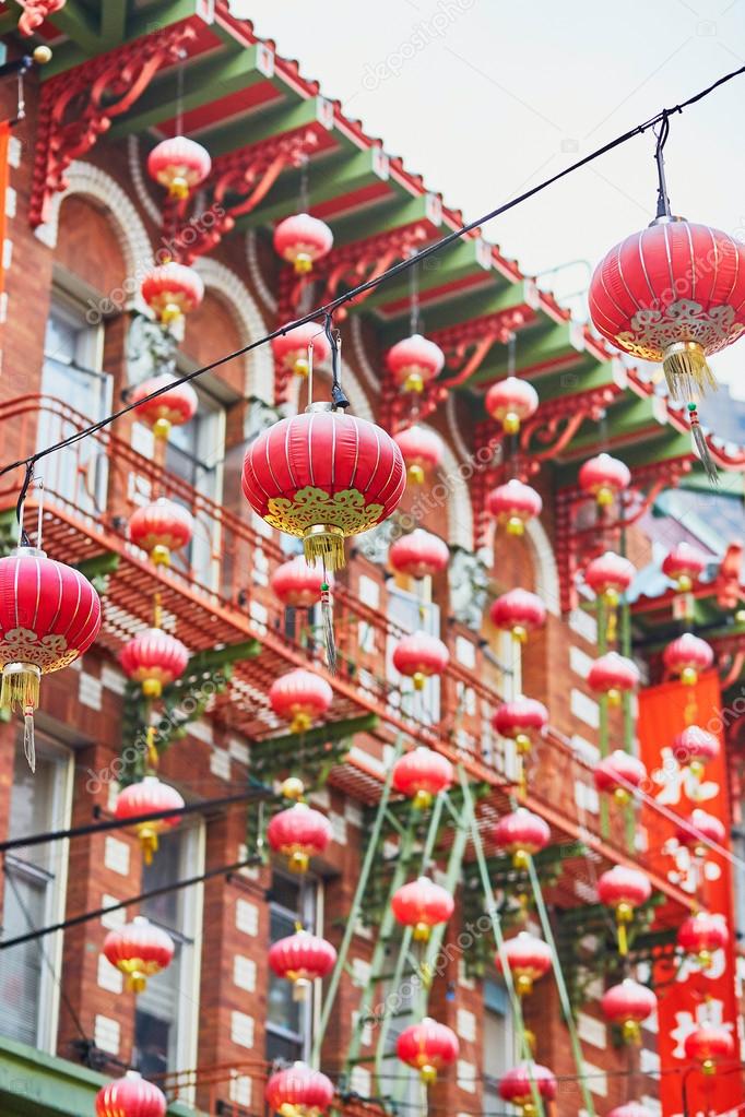 Red Chinese lanterns in Chinatown of San Francisco
