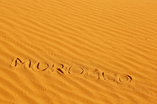 Word Marokko geschreven op het zand — Stockfoto
