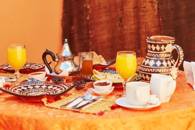 Delicious breakfast in Moroccan style clipart