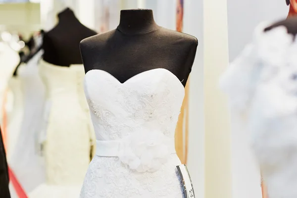 Beautiful wedding dresses on mannequins — Stock Photo, Image