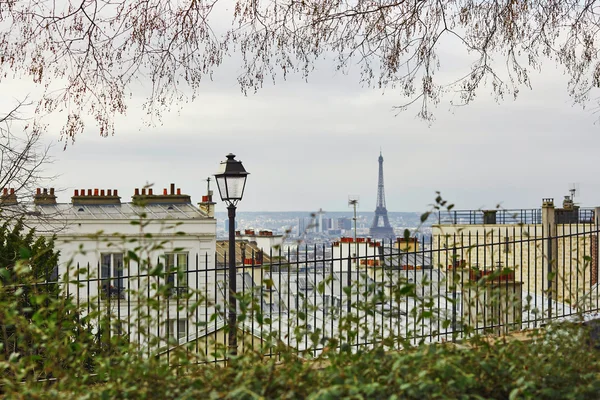 Doğal görünümü Eyfel Kulesi ve Paris çatılar — Stok fotoğraf