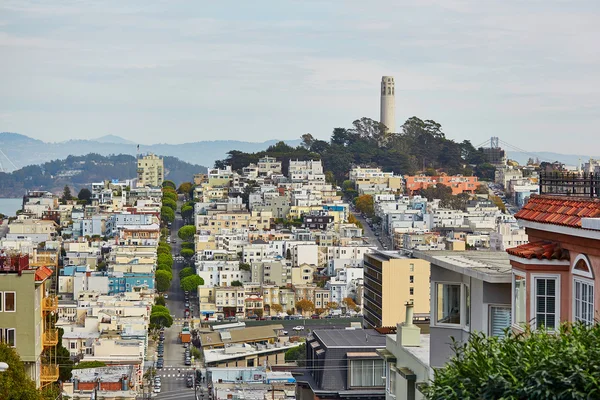 Malowniczy widok na Coit tower w San Francisco, Stany Zjednoczone Ameryki — Zdjęcie stockowe