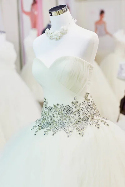 Beautiful wedding dresses on mannequins — Stock Photo, Image