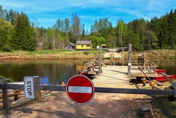 Crossing the river of Gauja. — Stock Photo, Image