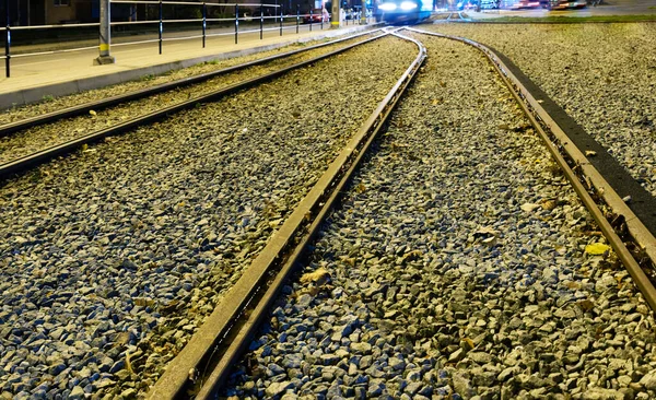 Estrada Ferro Estreita Para Bonde Cidade — Fotografia de Stock