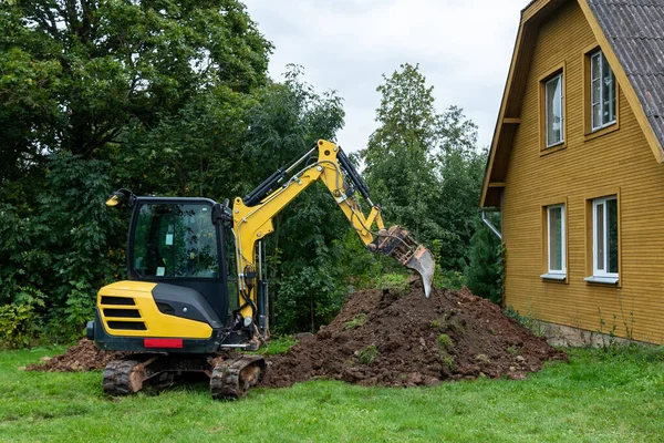 Travaux Excavation Avec Sol Argileux Campagne — Photo