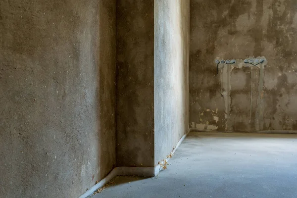 Ściany Mieszkania Bez Tapet Wykładzin Podłogowych Czasie Naprawy — Zdjęcie stockowe