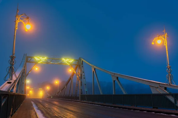 Vista Sul Vecchio Ponte Legno Notte — Foto Stock