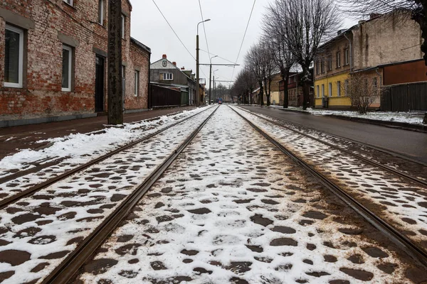 Blick Auf Die Straßenbahn Winter — Stockfoto