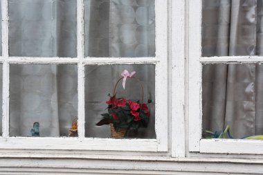 Eski yıpranmış evdeki verandanın bir kısmına bak.