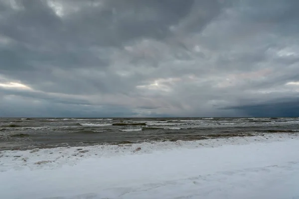 Vista Para Costa Mar Báltico Uma Temporada Inverno — Fotografia de Stock
