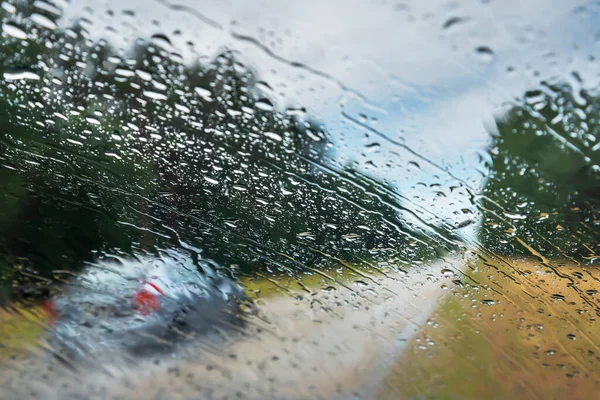 View Road Car Window Rainy Day — Stock Photo, Image