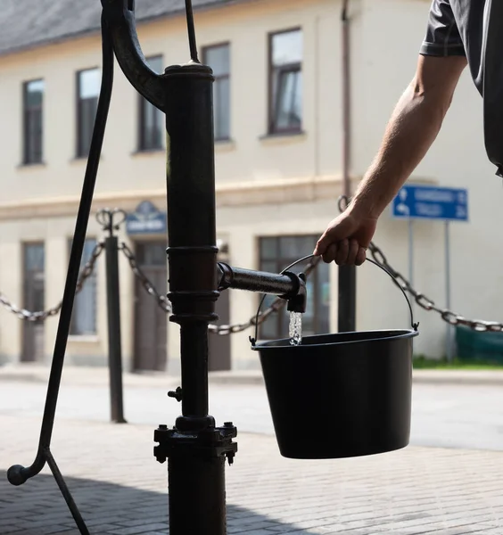 Källa Gatan Den Lilla Staden Sabile Lettland — Stockfoto