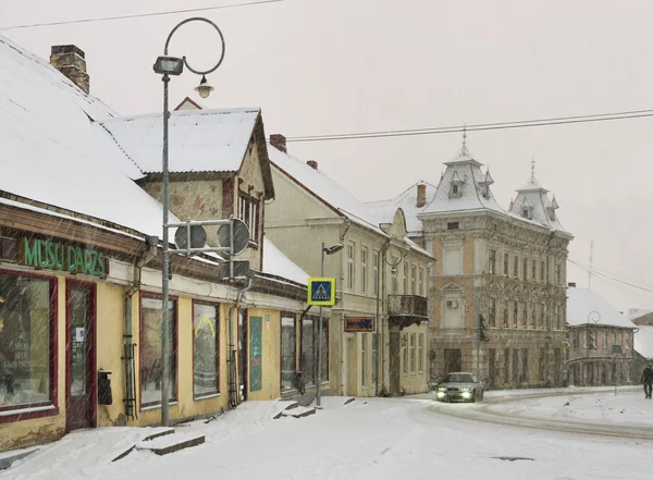 Küçük kasaba bir kış sezonu. — Stok fotoğraf