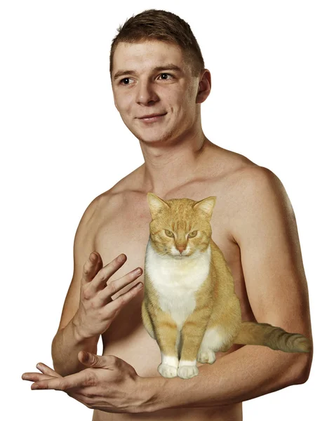 Man and cat. — Stock Photo, Image