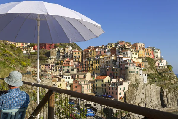 对 Manarola 的视图. — 图库照片