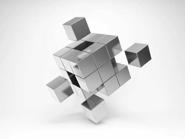 Metal cube with key elements — Stock Photo, Image