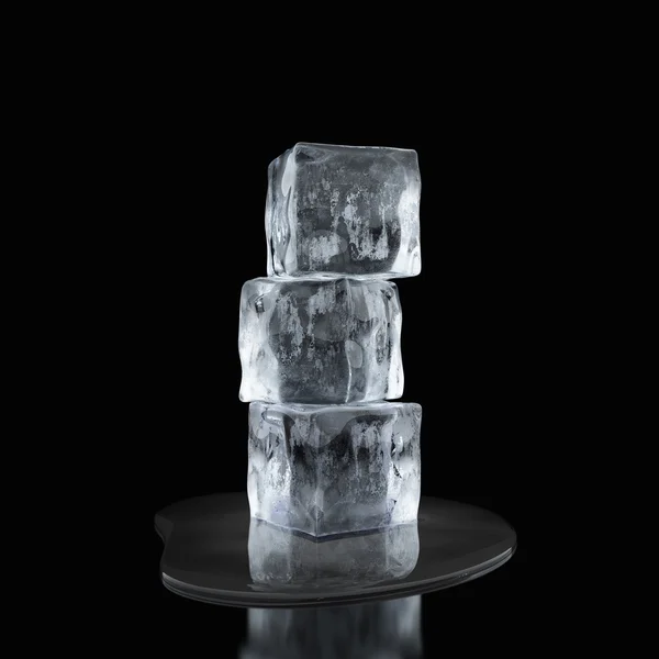 Ice cubes and water drop — Stock Photo, Image