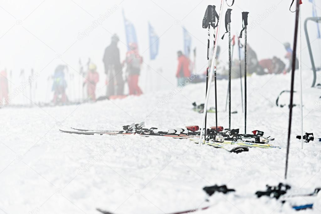Sports equipment in the ski resort of Gudauri
