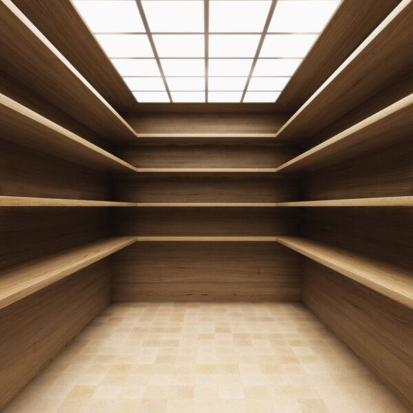 Store room with shelves