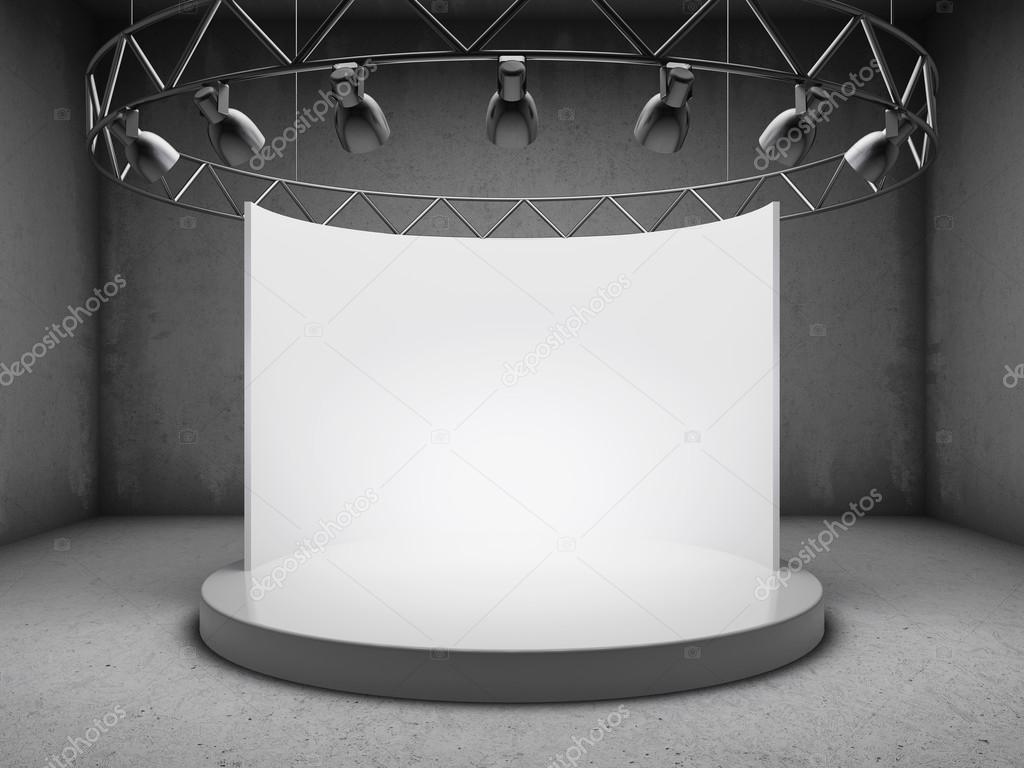 Blank trade exhibition stand with screen