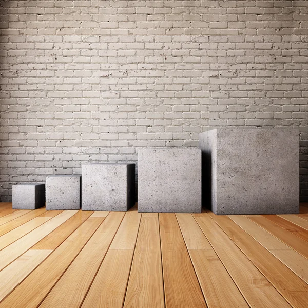 Interior room with concrete cubes — Stock Photo, Image