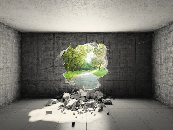 Concrete room with hole — Stock Photo, Image