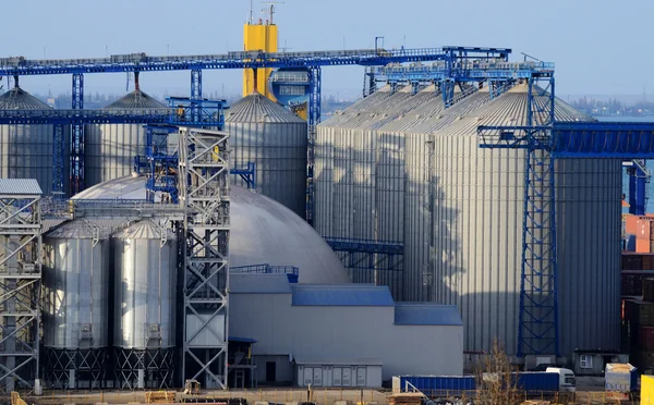 Grain dryers of Odessa Marine Trade cargo port, largest Ukrainian seaport on Black Sea — Stock Fotó