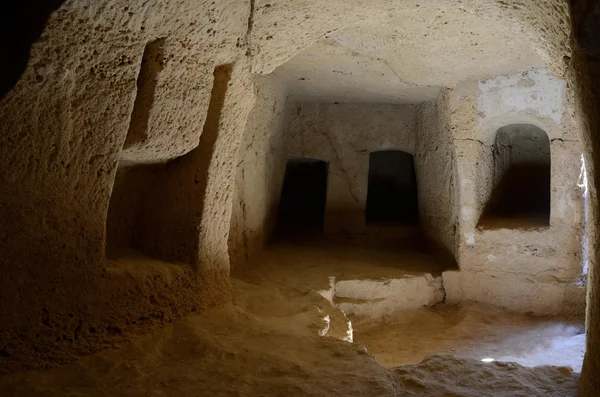 Catacombs inside ancient necropolis, archaeological park Tombs of the Kings, Paphos,Cyprus, famous landmark,unesco heritage — Stock Photo, Image