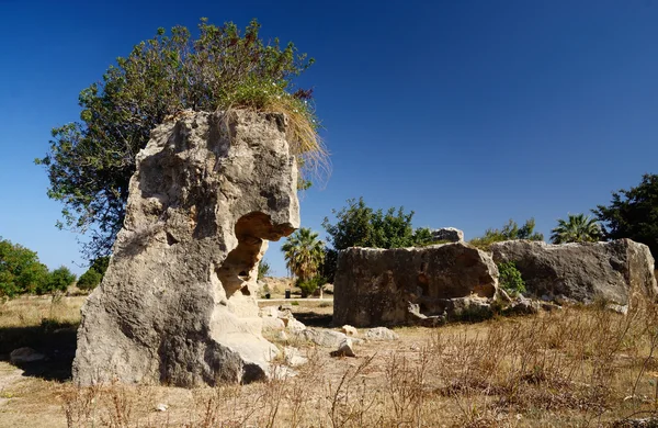 Ruiny w parku archeologicznego groby królów, Pafos, Cypr, sławny, dziedzictwa unesco — Zdjęcie stockowe