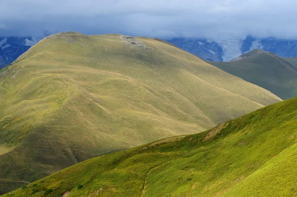 Góry w strefie alpejskiej łąki, popularnych wypraw trekkingowych, Kaukaz, Gruzja, Europa, Górna Swanetia — Zdjęcie stockowe