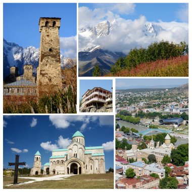 kolaj popüler Gürcistan turistik yerlerinden, unesco miras - Ortaçağ ushguli Köyü, eski Tiflis ve kutaisi bagrati Katedrali