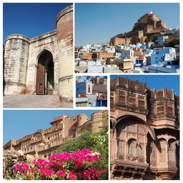 Collage de la famosa ciudad azul india - Jodhpur, Rajastán, destino turístico popular — Foto de Stock