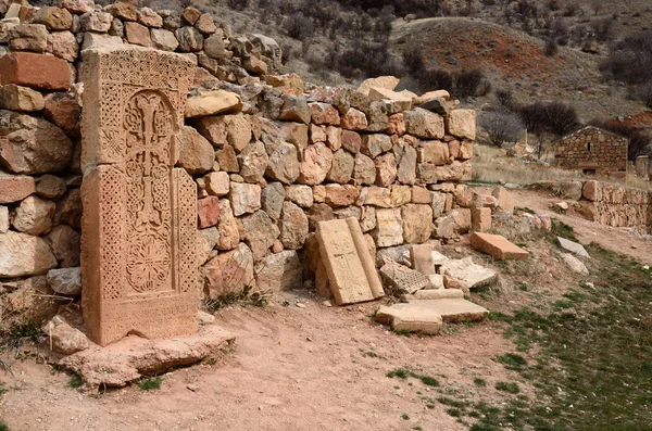 Khachkars of Noravank monastery,medieval christian art,Armenia, Caucasus, unesco world heritage site — Stock Photo, Image