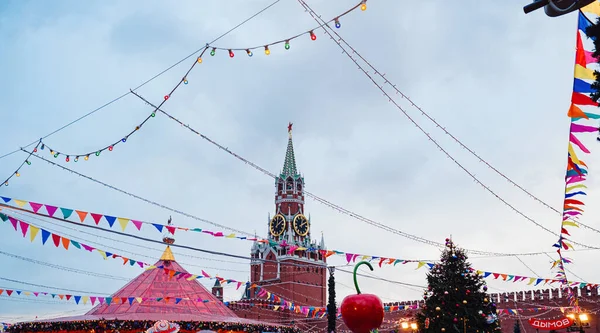 Celebración Del Año Nuevo Navidad Plaza Roja Centro Moscú Feria — Foto de Stock