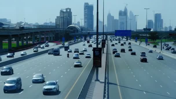 Dubai Bae 2021 Salgın Sonrası Dubai Karayolu Kavşağın Hava Görüntüsü — Stok video