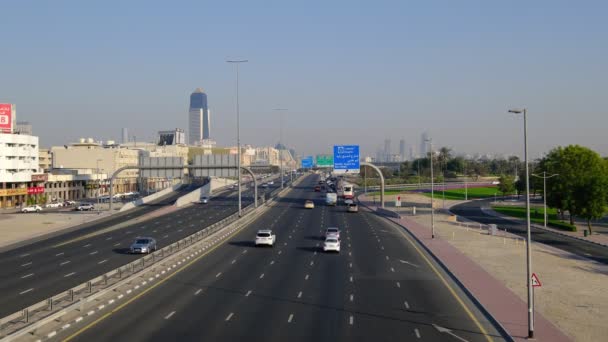 Dubai Bae 2021 Salgın Sonrası Dubai Karayolu Kavşağın Hava Görüntüsü — Stok video