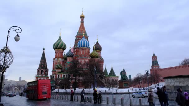Moskou Rusland 2021 Sint Basiliuskathedraal Het Rode Plein Museum Unesco — Stockvideo