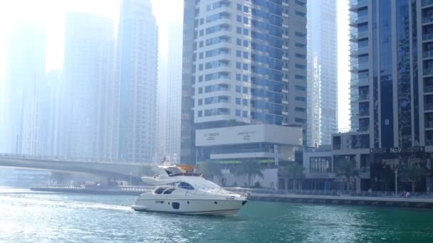 Dubai Emirados Árabes Unidos 2021 Dubai Marina Skyline Com Marina — Vídeo de Stock