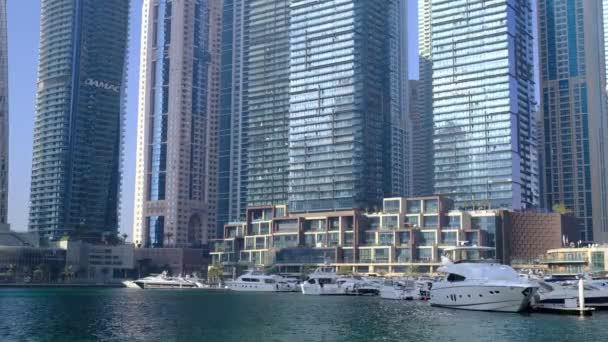 Dubai Emirados Árabes Unidos 2021 Horizonte Marina Dubai Com Canal — Vídeo de Stock